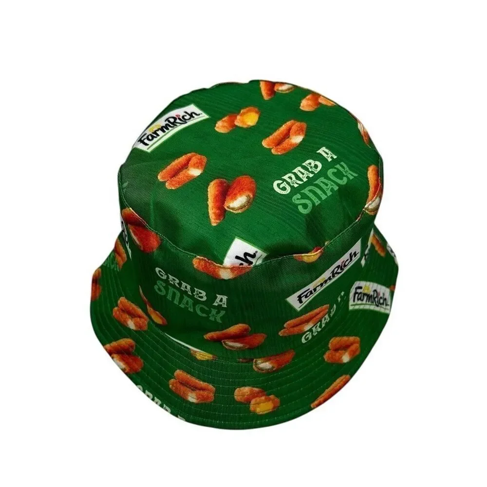 New Farm Rich Promotional Bucket Hat Green Never Worn 8 Inch Head Measurement